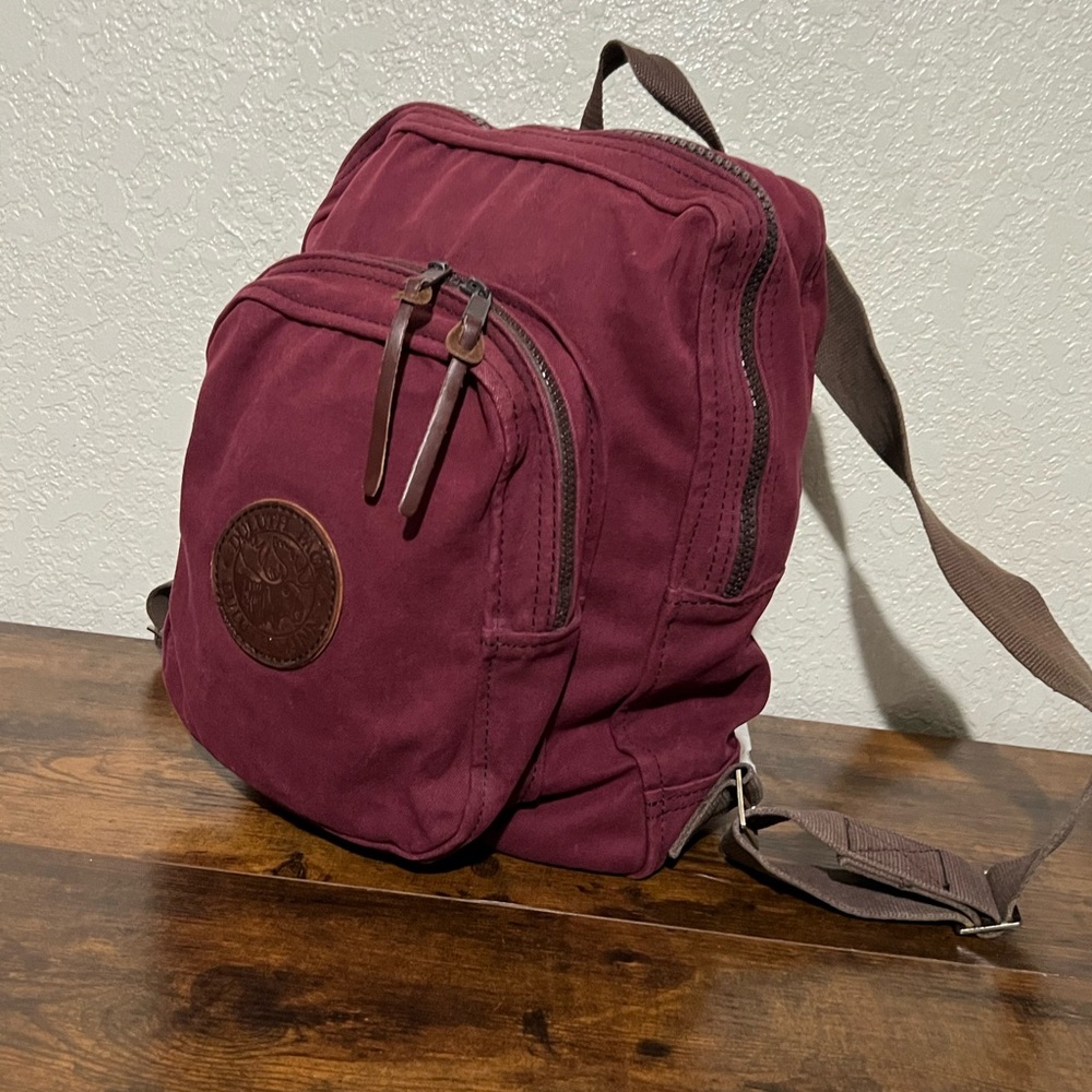 Men's Maroon Backpack with Leather Patch